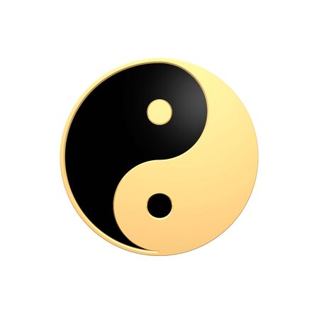 Gold Tai Chi - Yin Yang sign. Computer generated 3D photo rendering.の写真素材