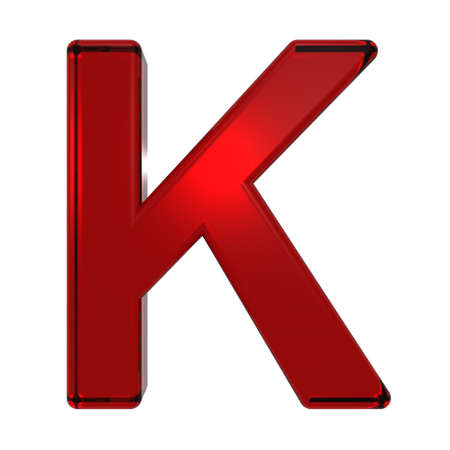 One letter from ruby alphabet set, isolated on white. Computer generated 3D photo rendering.の写真素材