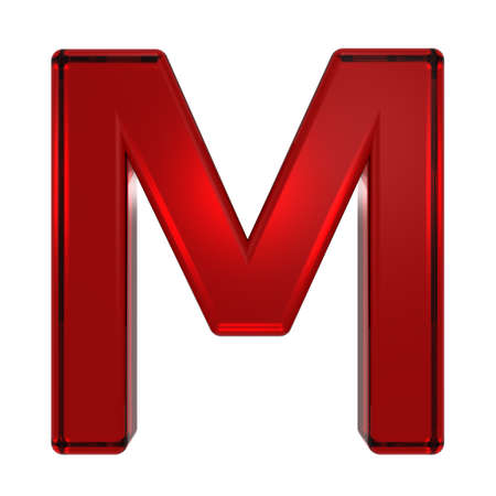 One letter from ruby alphabet set, isolated on white. Computer generated 3D photo rendering.の写真素材