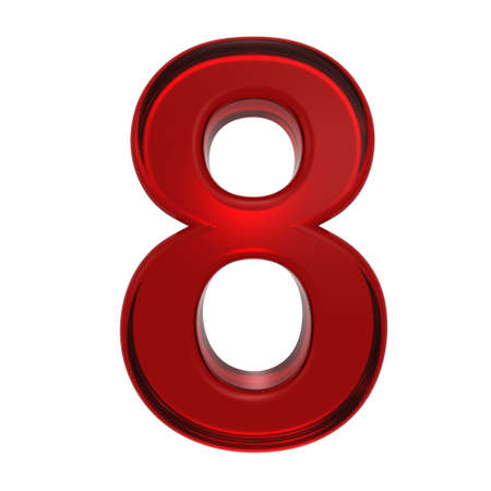 One digit from ruby alphabet set, isolated on white. Computer generated 3D photo rendering.
