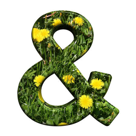 One letter from floral alphabet set, isolated on white. Computer generated 3D photo rendering.の写真素材