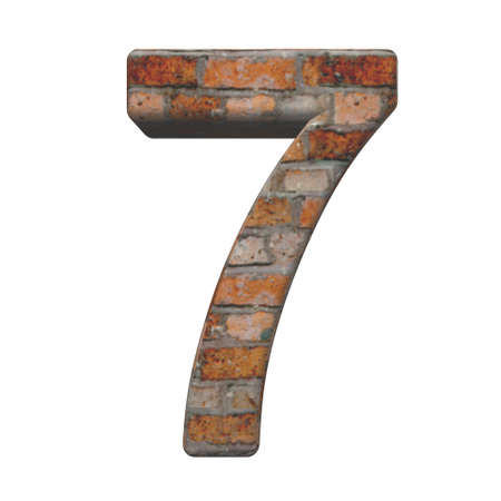 One digit from old brick alphabet set, isolated on white. Computer generated 3D photo rendering.の写真素材