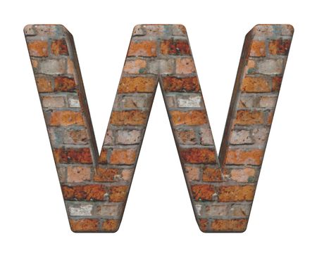 One letter from old brick alphabet set, isolated on white. Computer generated 3D photo rendering.の写真素材