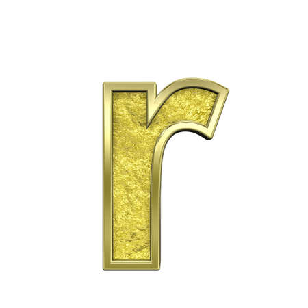 One lower case letter from gold cast alphabet set, isolated on white. Computer generated 3D photo rendering. の写真素材