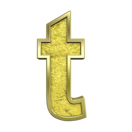 One lower case letter from gold cast alphabet set, isolated on white. Computer generated 3D photo rendering. の写真素材