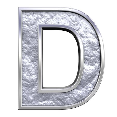 One letter from silver cast alphabet set, isolated on white. Computer generated 3D photo rendering.の写真素材