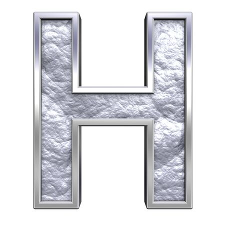 One letter from silver cast alphabet set, isolated on white. Computer generated 3D photo rendering.の写真素材