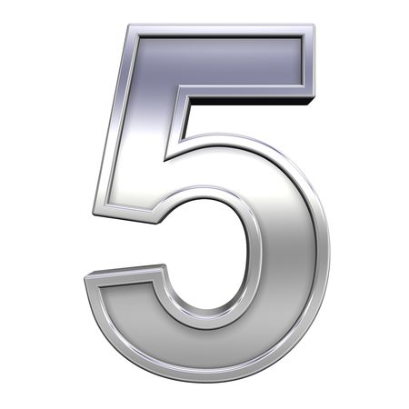 One digit from chrome with frame alphabet set, isolated on white. Computer generated 3D photo rendering.の写真素材