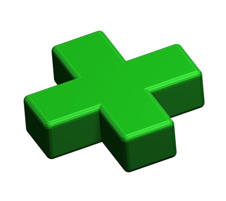 Green cross sign isolated on whiteの写真素材