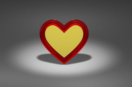 One gold heart. Computer generated 3d rendering.の写真素材