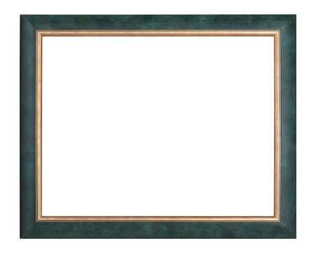 Green with gold frame isolated on white background with clipping path