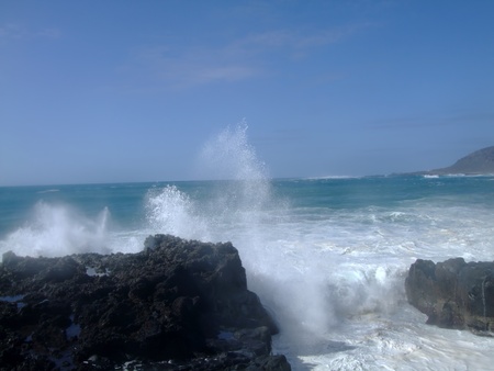 Waves and the rocky coast of La Palmas, Canary Islands, Spain