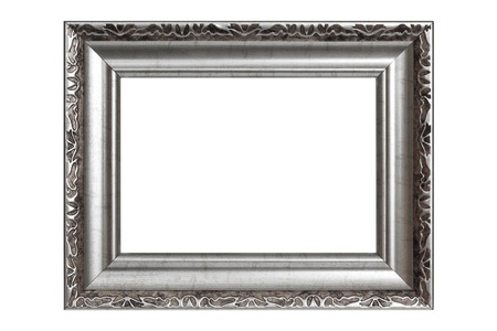 Silver frame isolated on white backgroundの写真素材
