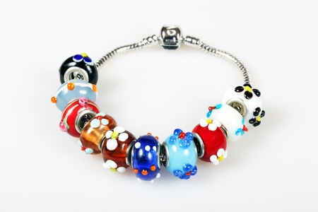 Beads modular bracelet isolated over white