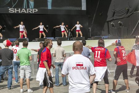 Wroclaw, Poland. Friday 8th June 2012. The fans in Fanzone before the Czech Republic Vs Russia game for Euro 2012.のeditorial素材