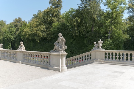 Summer view of park entrance in Wilanow Royal Palace, Warsaw, Polandの写真素材