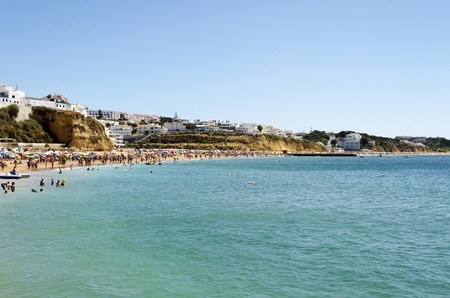 The beach in Albufeira, Algarve, Portugal のeditorial素材