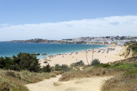 The beach in Albufeira, Algarve, Portugal の写真素材
