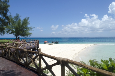 Wooden boats on turquoise water in Zanzibar, Tanzania, Africaのeditorial素材
