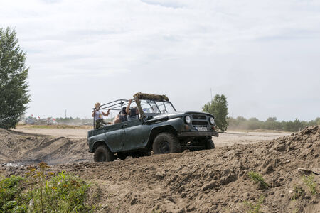 Driving on a military range during  X International meeting of military vehicles TRACKS AND HORSESHOE  in Borne Sulinowo, Poland on August 16, 2013のeditorial素材