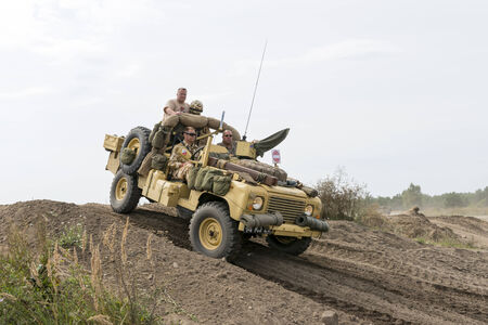 Driving on a military range during  X International meeting of military vehicles TRACKS AND HORSESHOE  in Borne Sulinowo, Poland on August 16, 2013のeditorial素材