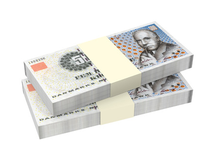 Danish krone isolated on white background  Computer generated 3D photo rendering の写真素材