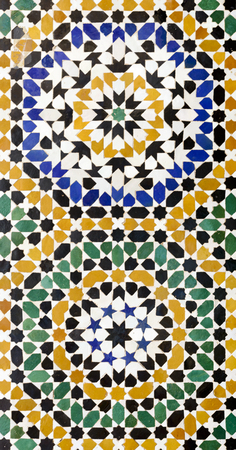 Morrocan traditional mosaic ornament from the Ben Youssef Madrasa in Marrakesh.