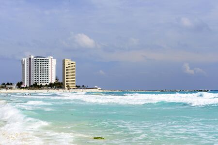 A view of Cancun beach on the Yucatan, Mexico.の写真素材