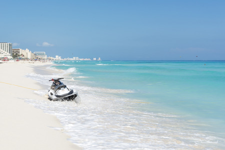 Jet ski on the beautiful beach on 20 January 2015 in Cancun, Mexico. This is one of the best beaches in the Mexico.のeditorial素材