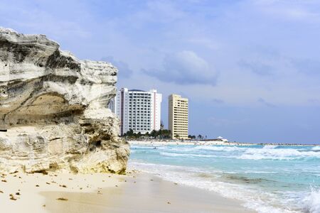 A view of Cancun beach on the Yucatan, Mexico.の写真素材