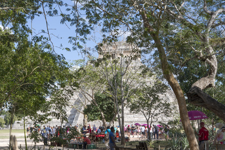 Tourists visiting Chichen Itza, one of the most visited sites in Mexico on 19 January 2015 in...