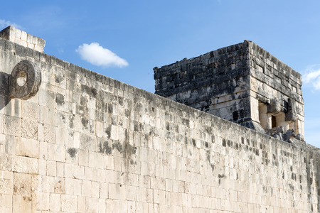 A view of part of the archaeological complex Chichen Itza, one of the most visited sites in Mexico. It is one of new 7 wonders in the world.の写真素材