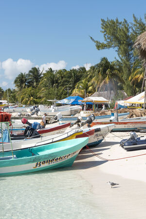 View of the port on 21 January 2015 in Isla Mujeres, Mexico. The island is located 8 miles east of Cancun in the Gulf of Mexico.のeditorial素材