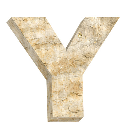 One letter from sandstone alphabet set isolated over white. Computer generated 3D photo rendering.の写真素材