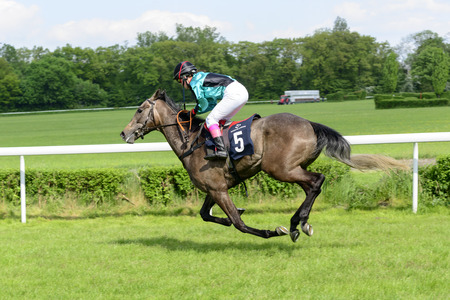 Wroclaw Poland May 10 2015: Finish the race for horses only 3yearold group III in Wroclaw. This is...
