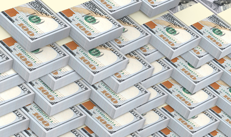 American dollar bills stacked background.の写真素材