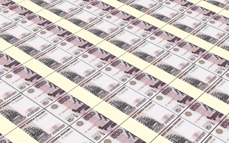 Russian money bills stacked background.の写真素材