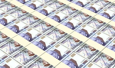 Mexican pesos bills stacks background.