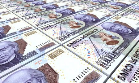 Mexican pesos bills stacks background.の写真素材