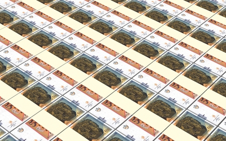 Macedonian denar bills stacks background.