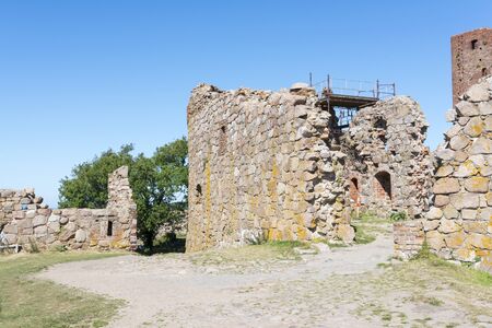 Castle ruins Hammershus on Bornholm island, Denmarkの写真素材