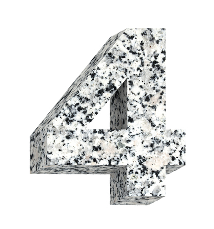 Number from granite alphabet set isolated over white. Computer generated 3D photo rendering.の写真素材