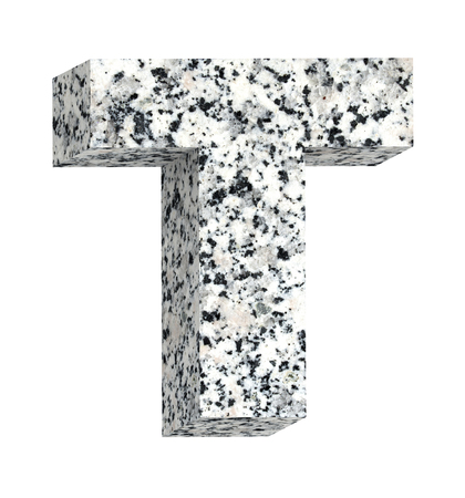 One letter from granite alphabet set isolated over white. Computer generated 3D photo rendering.の写真素材