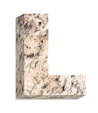 One letter from granite alphabet set isolated over white. Computer generated 3D photo rendering.の写真素材