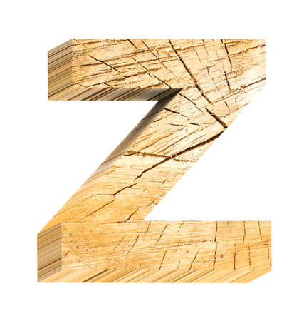 Letter from pine wood alphabet set isolated over white. Computer generated 3D photo rendering.の写真素材
