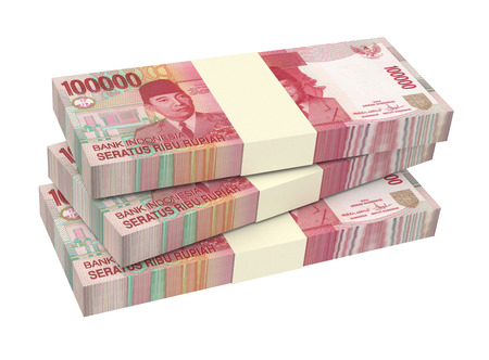 Indonesian rupiah money isolated on white background. Computer generated 3D photo rendering.の写真素材