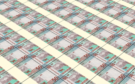 Sudanese pounds bills stacked background. Computer generated 3D photo rendering.