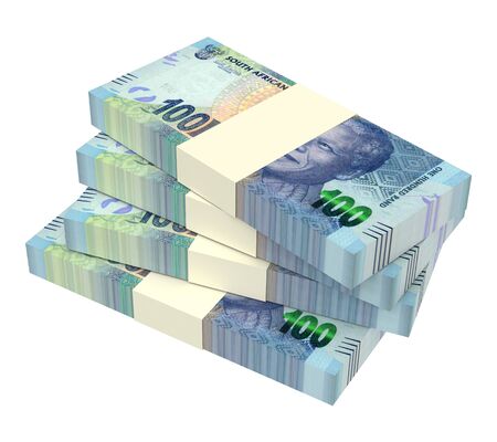 South African rands isolated on white background. Computer generated 3D photo rendering.の写真素材