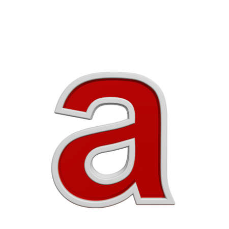 One lower case letter from red glass with white frame alphabet set, isolated on white. Computer generated 3D photo rendering.の写真素材