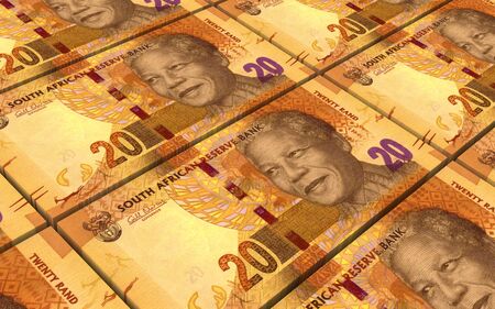 South African rands bills stacked background. Computer generated 3D photo rendering.の写真素材